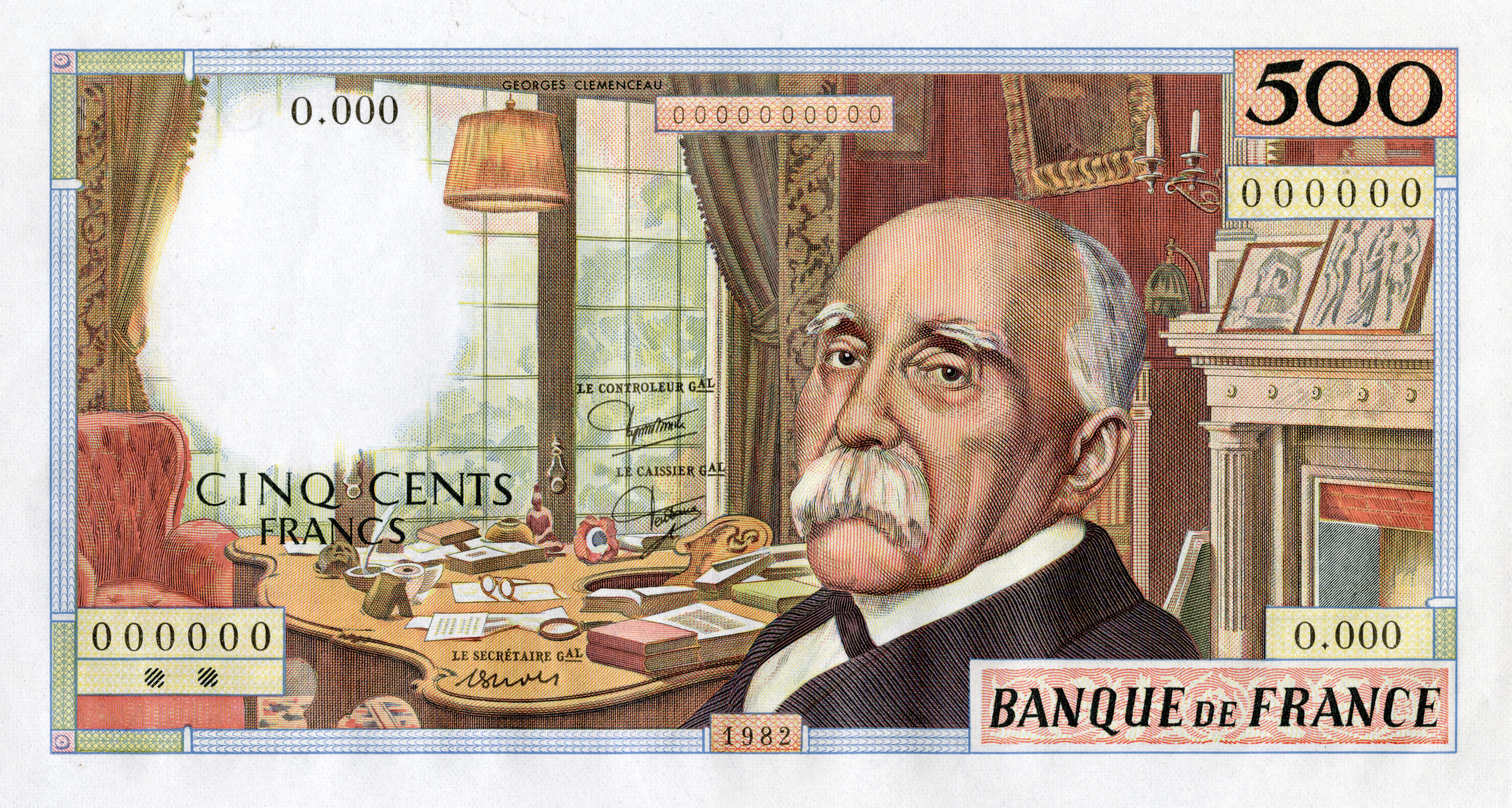 Billet Clemenceau, 1982, recto