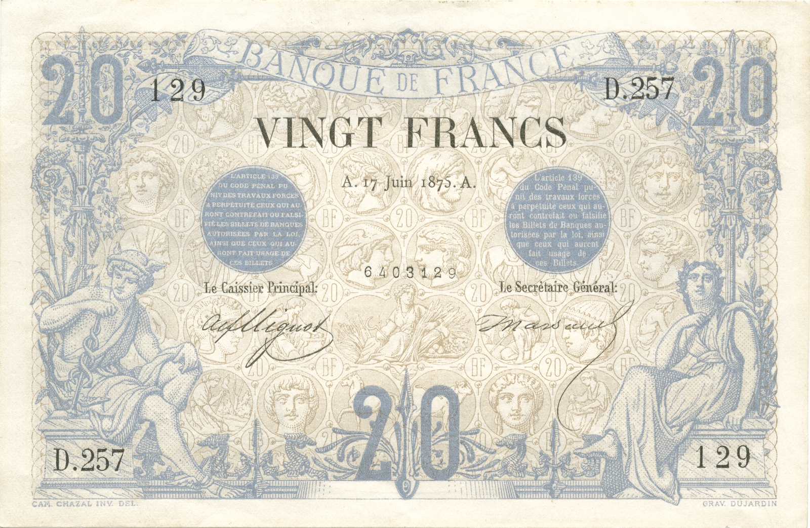 20 francs « Bleu et bistre »