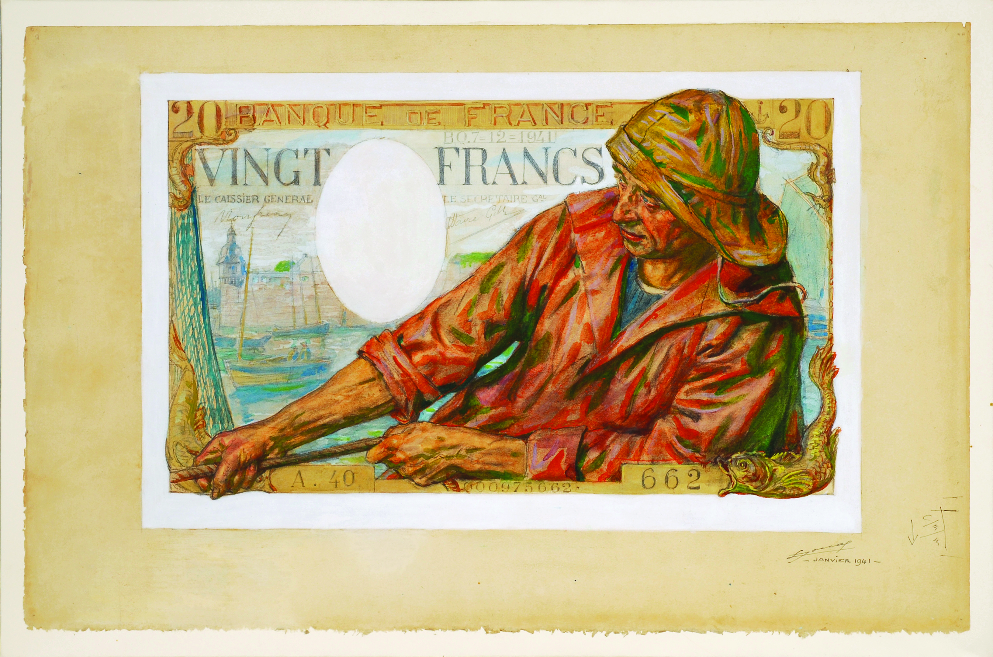 Twenty francs Banque de France 1942 fisherman - front