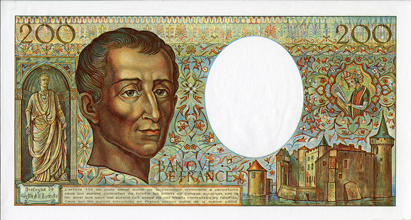 Billet de deux cents francs Montesquieu (verso), 1982
