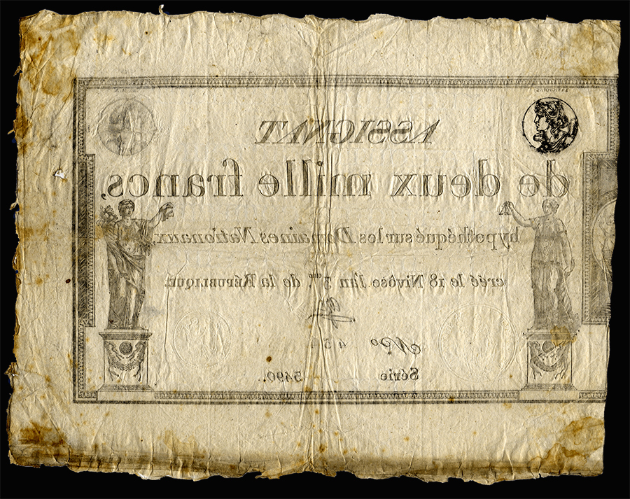 Assignat (Banknote used during the French Revolution) of two true thousand 1795 (reverse) - Collection Forks out of France - Photo Forks out of France