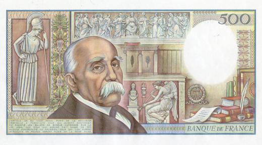 Draft Clemenceau banknote, 1982 version (back)