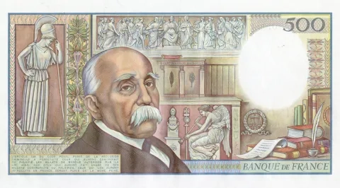 Draft Clemenceau banknote, 1982 version (back) Draft Clemenceau banknote, 1982 version (back)