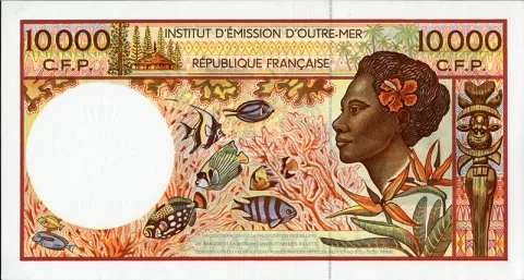 Billet de dix mille francs (verso), Institut d’émission d’outre-mer, 1986