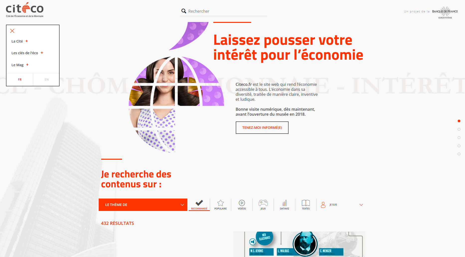 New homepage of citeco.fr
